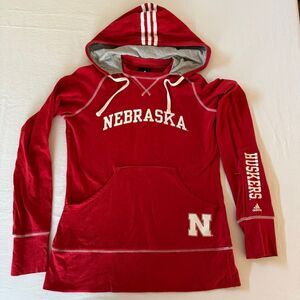 Adidas Nebraska Huskers Hoodie | Women’s Medium Red Lightweight Hooded Sweatshir